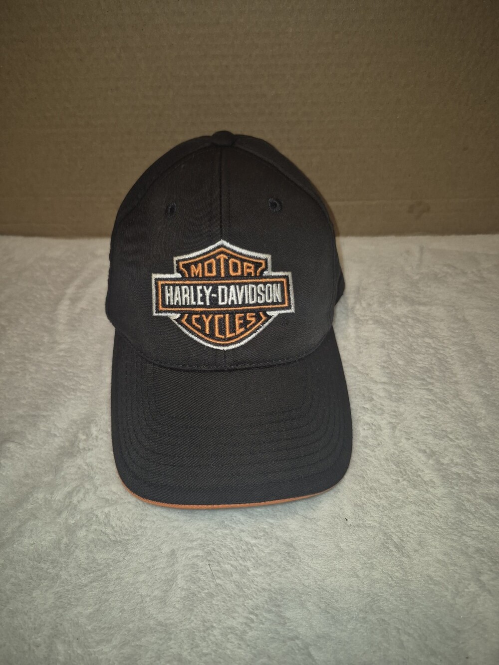 VTG Harley Davidson Embroidered Bar & Shield Black Baseball Cap Motorcycle Hat